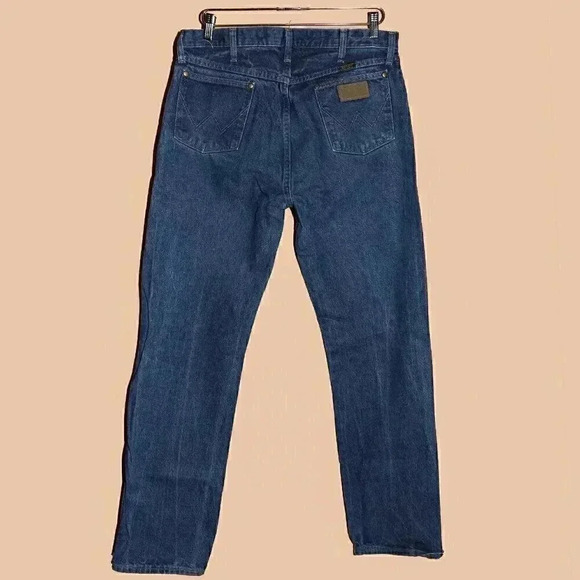 Wrangler Distressed Dark Classic‎ Jeans Size 34x34 Denim Straight Leg Pants